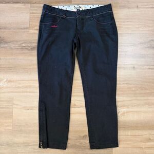 Y2K Volcom Women’s Low Rise Slim Pants Zippered Ankles Skater Grunge Alt Surf